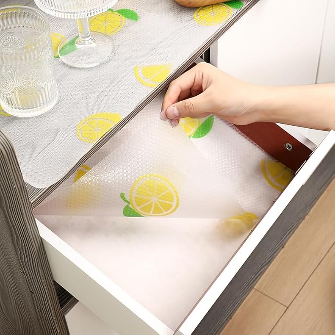 Lemon Print Shelf Liner with Green Leaf – Non-Adhesive Waterproof Drawer and Cabinet Liner – Decorative Kitchen Shelf Paper for Pantry, Closet, Cupboard, Countertop - Image 7