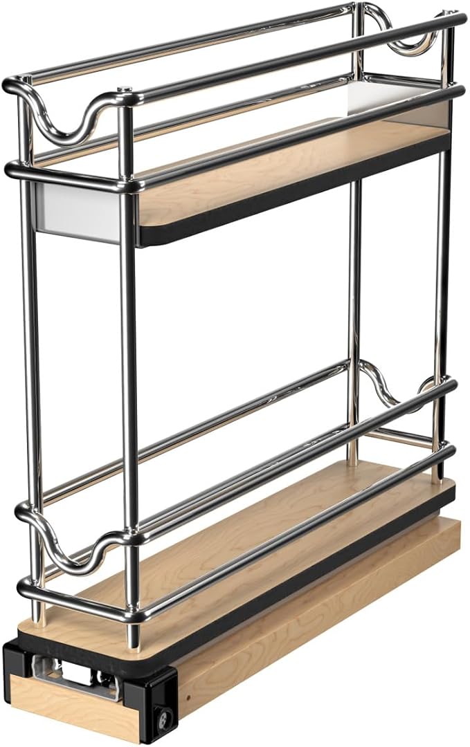 Rev-A-Shelf 3" Pullout Organizer for Cabinets, 2 Tier Narrow Upright Shelf, 5WU2-3N1-1 by Rev-A-Shelf