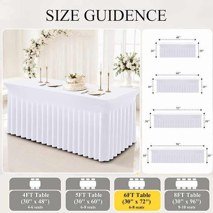 Moosfor Spandex Fitted Rectangle Tablecloth, Elastic Table Skirt - Image 6