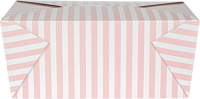 Restaurantware-Bio Tek 8.5 x 6.2 x 3.5 Inch Food Containers, 200 Durable Takeaway Boxes - Disposable, Striped, Pink And White Paper 98 Ounce Takeout Boxes, Rectangle, For Takeouts And Delivery - Image 15