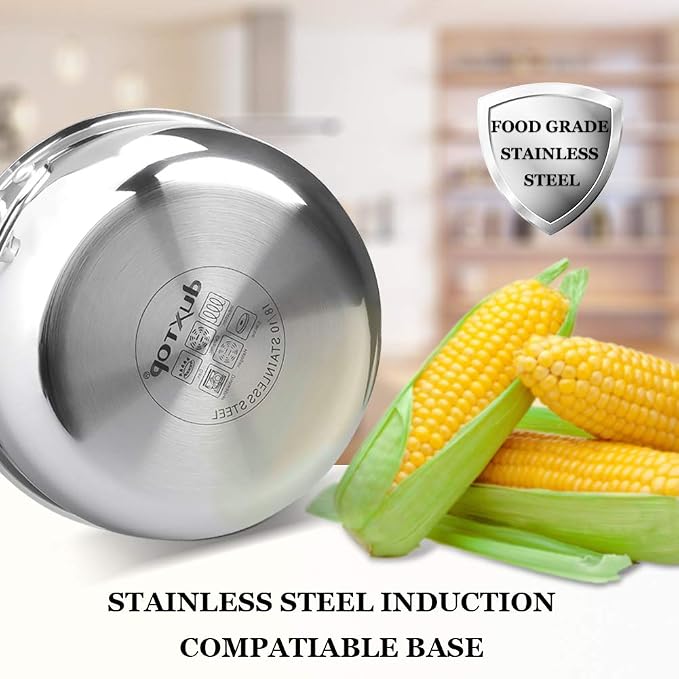 Duxtop Tri-Ply Stainless Steel Saucepan with Lid, 3 Qt Induction Pot - Image 5