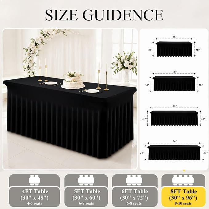 Moosfor Spandex Fitted Rectangle Tablecloth, Elastic Table Skirt - Image 5