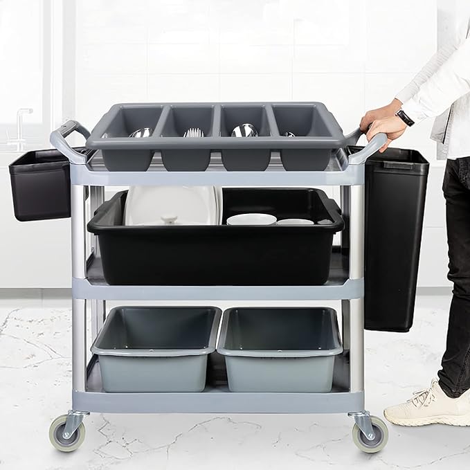 Begale 4-Pack Commercial Cutlery Bin, 4-Compartment Cutlery Bin, Gray - Image 4