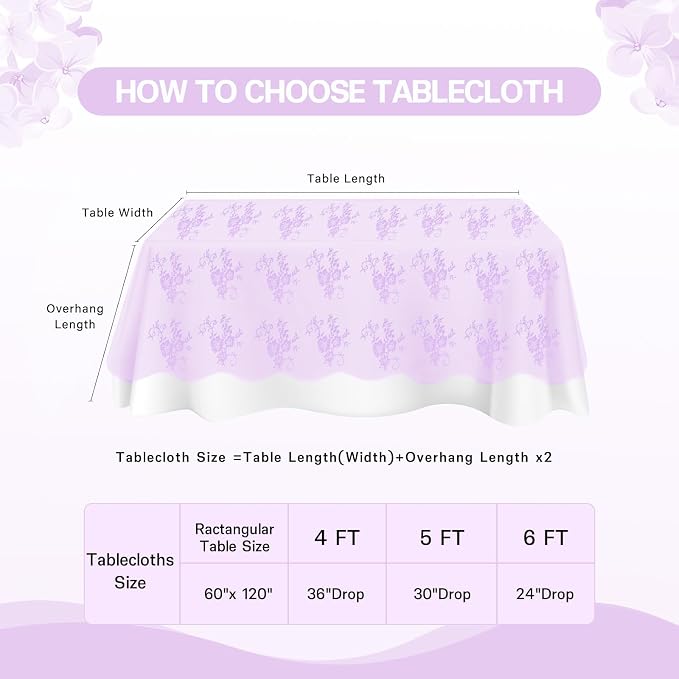 Light Purple Tablecloth Outdoor Lace Table Fabric 2pcs 60x120 Inch for Home - Image 7