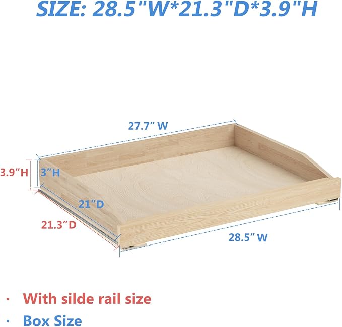 ROOMTEC Pull Out Cabinet Organizer 28-1/2" W x 21" D, Pull Out Cabinet Drawer for Kitchen cabinets with Soft Close, Pull Out Cabinet Shelf, Finished, Bottom Assembly - Image 4