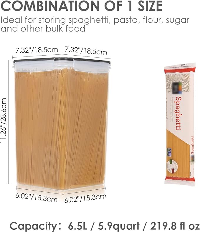 Vtopmart Extra Large Airtight Food Storage Containers, 6.5L, 4 Pcs | For Bulk Flour and Sugar Storage, Airtight Seal, Multiple Sizes, BPA Free, Food Grade Material, Dishwasher Safe (Not Lids) - Image 2