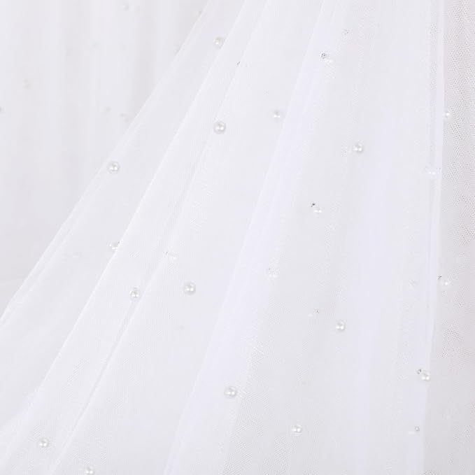Pearl Gauze Table Runner Tulle Centerpieces Fabric White 10ft Wedding - Image 9