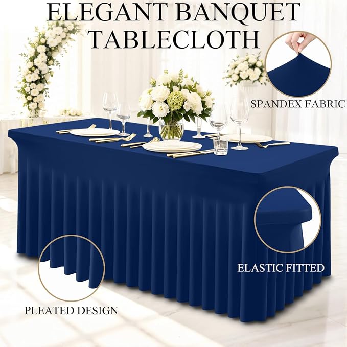 Moosfor Spandex Fitted Rectangle Tablecloth, Elastic Table Skirt - Image 3