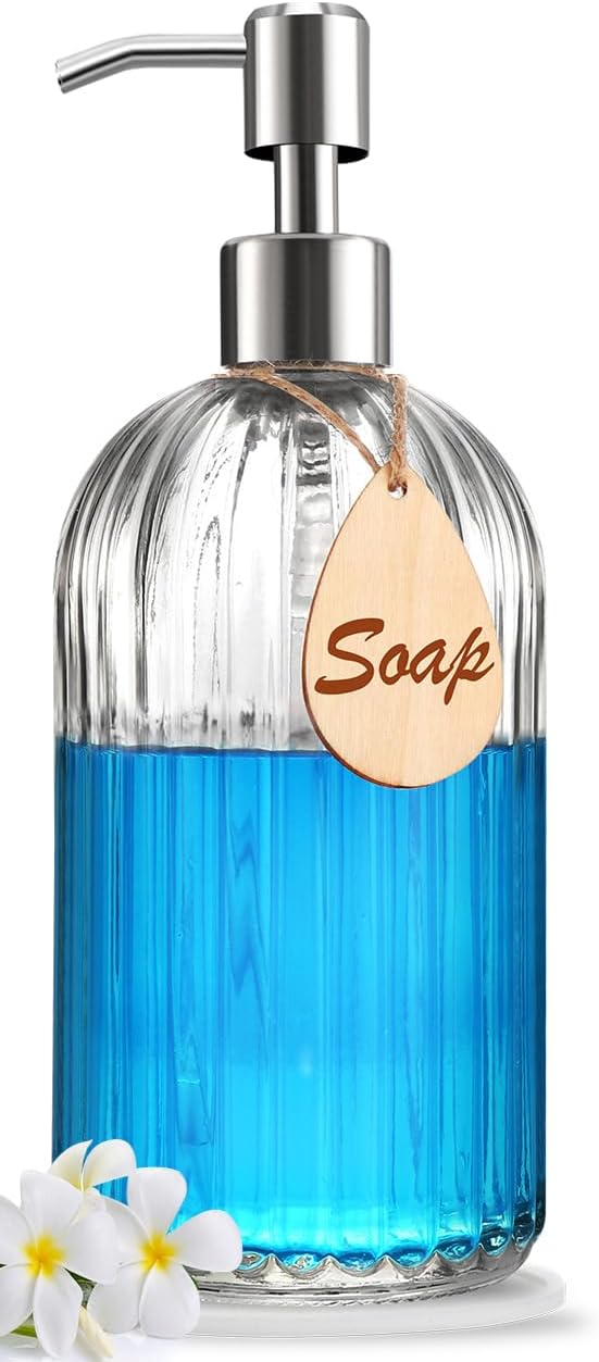 2025 Version soap Dispenser with Silicone Pad – Premium Quality – Dish Soap Dispenser, Hand Soap Dispenser – Rust Proof Stainless Steel Pump – Ideal for Kitchen Dish Soap, Bathroom Soap