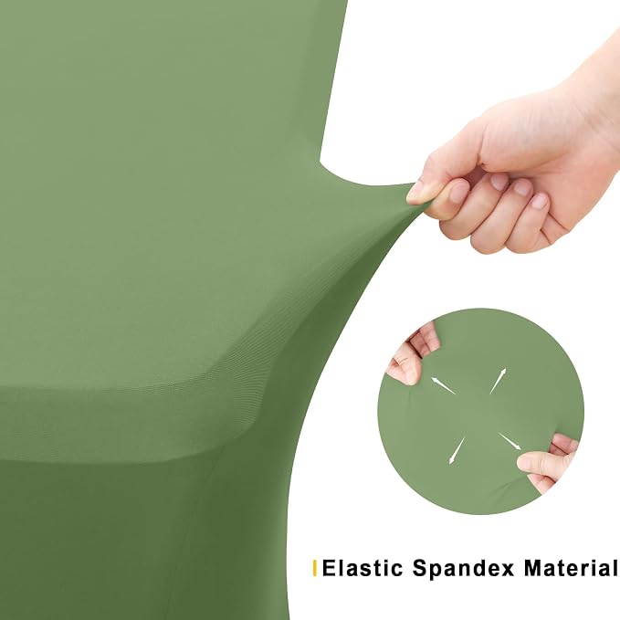 Smiry 2 Pack Spandex Table Cloth 4FT, Elastic Fitted Sage Green Tablecloth - Image 3