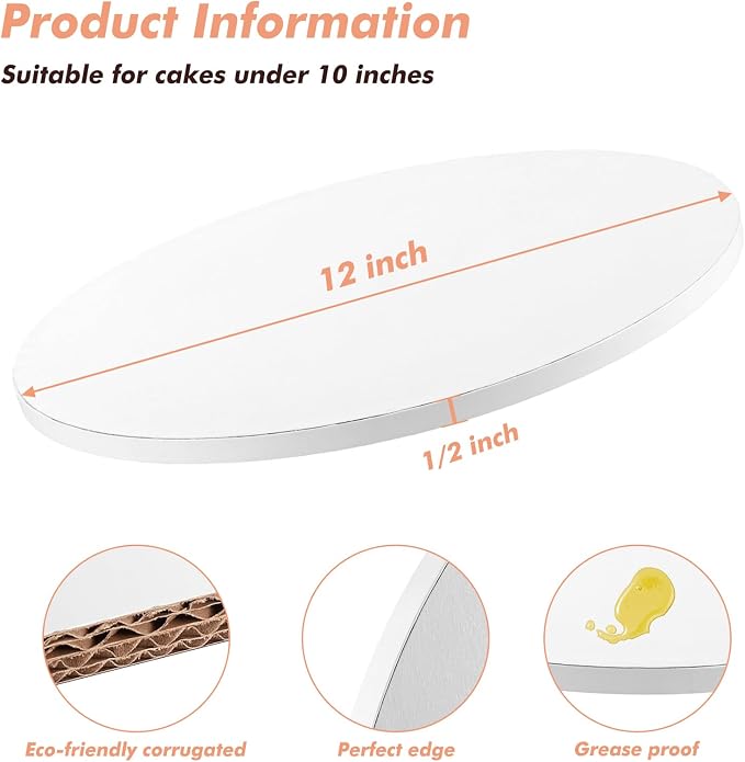 12 Inch Cake Drum 15 Pack Round Cake Boards White 1/2” Thick Cake Drums Corrugated Cardboard Cake Base Board for Multi-Layer Cakes Sturdy Cake Decorating Supplies - Image 4