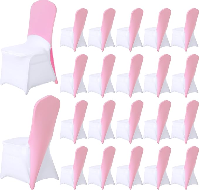 Mindsoft 20 Pcs Chair Cap Covers Spandex Chair Hood Sash Hat Bands Folding Stretch Elastic Cover for Wedding Holidays Banquet Party Celebration (Light Pink) by Mindsoft