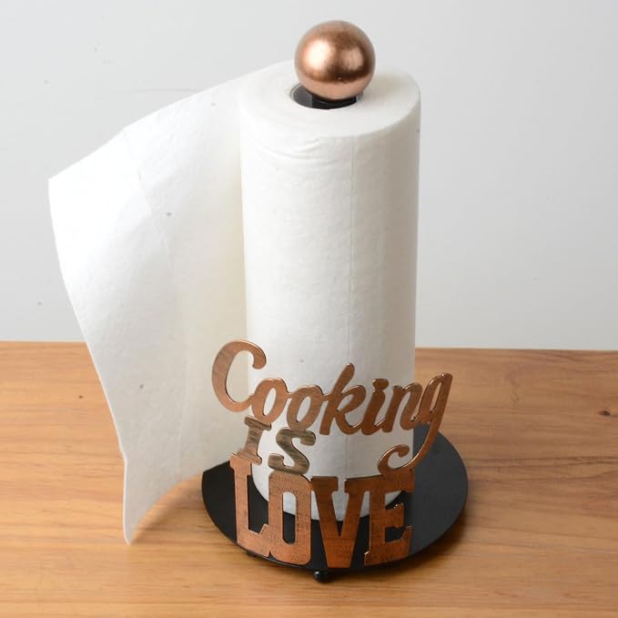 HAUCOZE Text Paper Towel Holder Countertop Metal Paper Roll Stand 13.4 Inch - Image 3