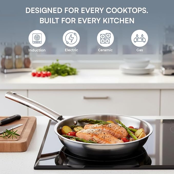 Kraft Fututretec Triply Stainless Steel Cookware 4 Pc Combo Gift Set / 3.2 L - 22 cm Kadai with Lid, 22 cm Frypan, 1.6 L - 16 cm Saucepan/Induction Base Utensil - 5 Year Warranty - Image 5