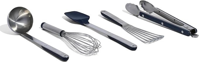 Made In Cookware - Stainless Steel Kitchen Utensil 5-Piece Set - Ladle, Tongs, Whisk, Spoonula, Fish Turner by Unknown