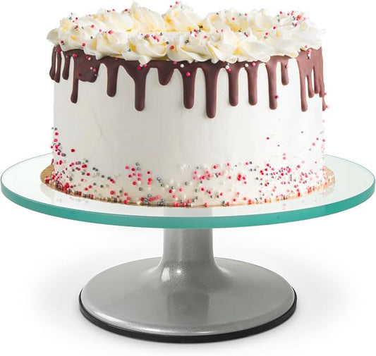 Uten Glass Cake Turntable for Decorating 12 Inches, Cupcake Stand | Cake Stand Tempered Glass 8mm, Non-Slip Base, Spinner for Display, Decorating, Party, Wedding, Baking Supplies Tools by UTENHOMEGOODSCENTER