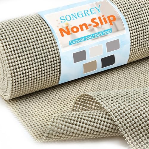 Songrey Non-Slip Shelf Cabinet and Drawer Liner, 20IN x 20FT, Beige by Unknown