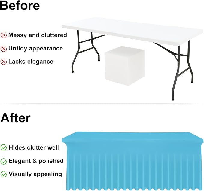 Moosfor 2 Pack Spandex Fitted Rectangle Tablecloth, Elastic Table Skirt - Image 4