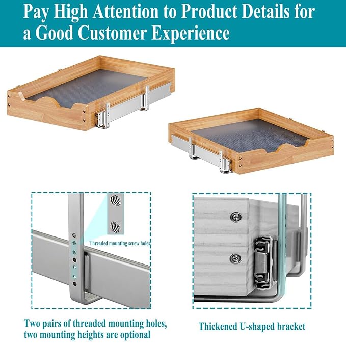 OCG Pull Out Drawers For Kitchen Cabinets 14"W x 21"D, Slide out Wood Drawer Shelf, Pull Out Shelves for Base Cabinet Organization in Kitchen, Pantry, Bathroom - Image 6