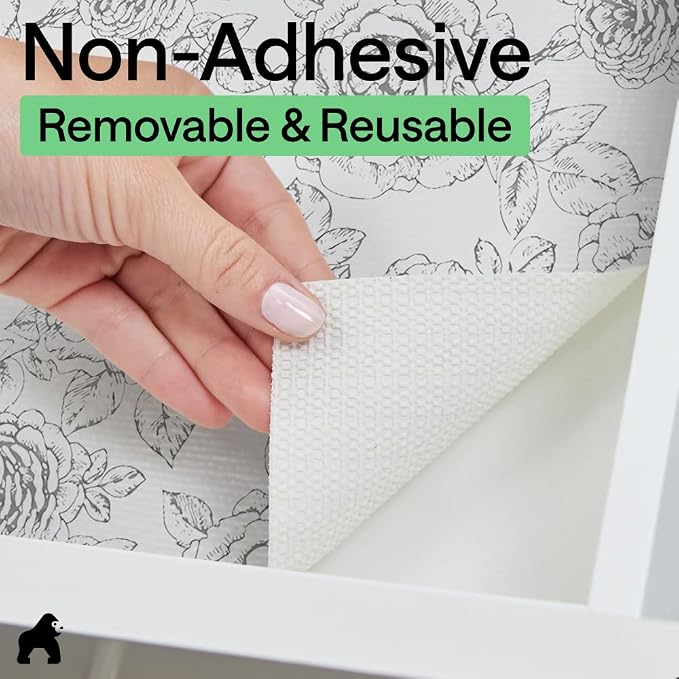 GORILLA GRIP Shelf Liner, Kitchen Drawer Protector, 20x240 Floral Gray - Image 7