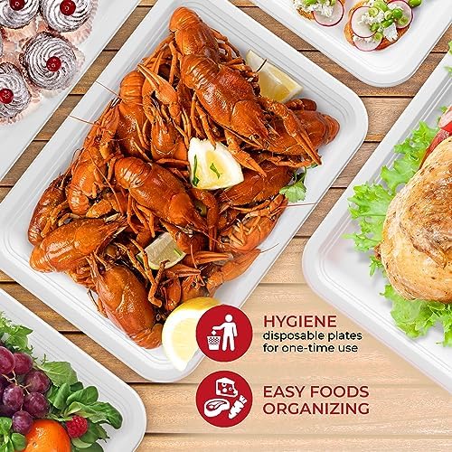 SPARGOS 14 Inch Disposable Food Trays, 50 Pack Crawfish Boil | 50 heavy duty 14-inch paper trays, compostable. For crawfish and seafood boil, lobster, crab, BBQ and holiday feasts. - Image 6