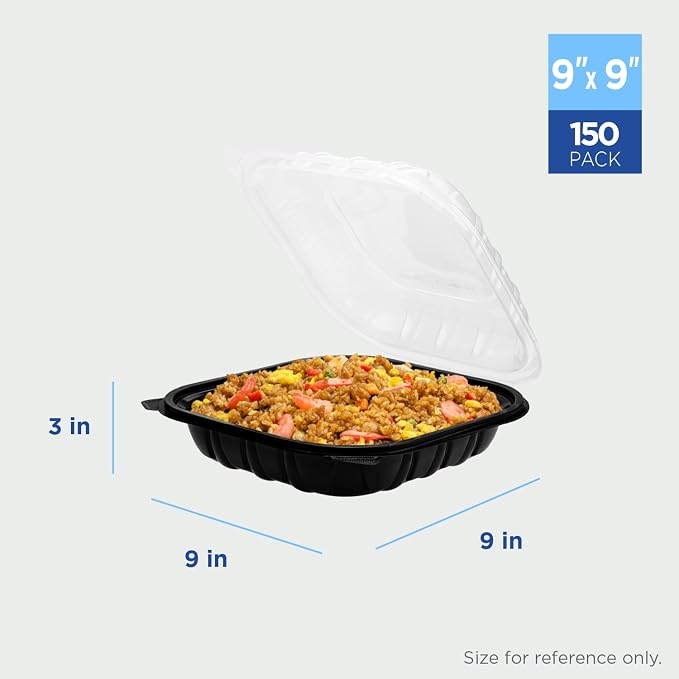 Karat Premium PP Hinged Container [150 ct], Take Out Food Containers - Case (9"x9", 1 compartment) - Image 2