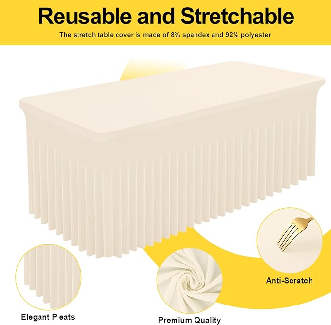 Smiry Spandex Elastic Fitted Table Cloth Skirt for 4FT Rectangle Table - Image 2