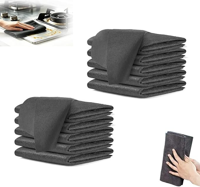 2026 New Magic Cleaning Cloth, Upgraded Thickened Microfiber Cleaning Cloth, Lint Free Reusable Dish Towels Non-Scratch Absorbent Cleaning Rags for Window Car Kitchen Sink Mirror (10 Pcs) by JAYSHYNE