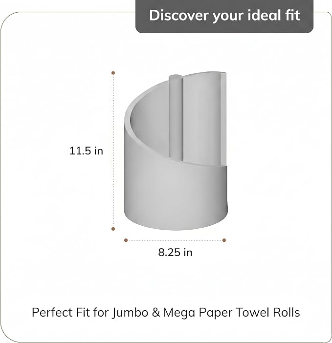 Anji Mountain Wooden Paper Towel Holder with Metal Holder, Holder Stand for Kitchen Roll Organizer & Kitchen Dining Table Home Décor, Countertop Fits Jumbo & Mega Rolls - Greige/Nickel, Classic - Image 7