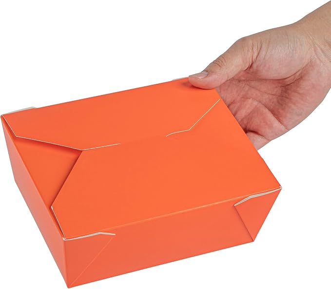 Restaurantware Bio Tek 45 Ounce Take Out Boxes 50 To Go Lunch Boxes - Tab-Lock Closure Heat-Tolerant Orange Paper Disposable Lunch Boxes Greaseproof For Hot And Cold Foods - Image 13