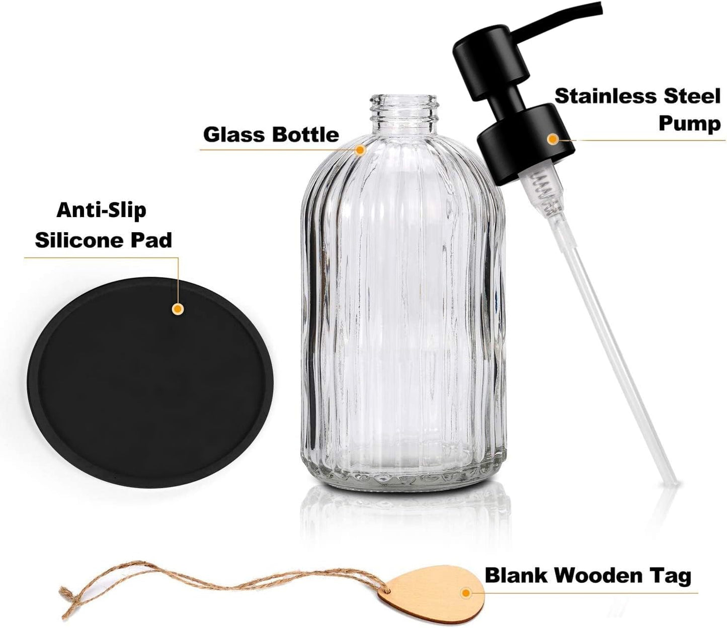 Soap Dispenser with Silicone Pad – Premium Quality – Dish soap Dispenser, Hand Soap Dispenser – Rust Proof Stainless Steel Pump – Ideal for Kitchen Dish soap, Bathroom soap