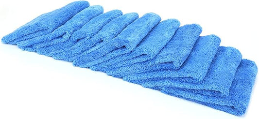 Autofiber Korean Plush Premium Edgeless Microfiber Detailing Towels - Pack of 10, Blue (16 inch x 16 inch) by Autofiber
