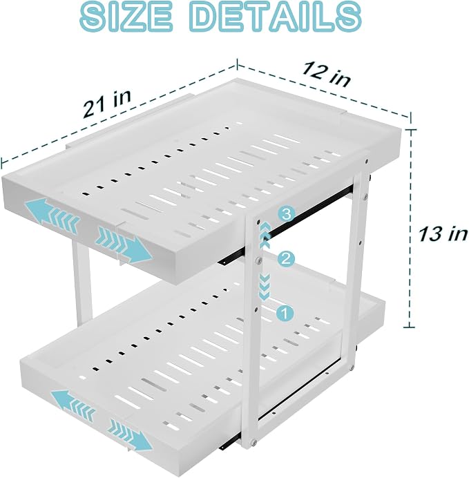 Golener 2-Tier Expandable Pull Out Cabinet Organizer, Cabinet Drawers, 21"D - Image 2