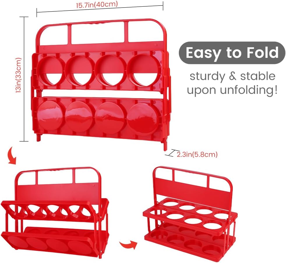 Reusable Drink Carrier with Handle for Doordash, Eats, Grubhub, Portable 8 Cup/Coffee Holder Accessories for Delivery, Foldable Drinks Caddy with Tray, Car Durable Plastic Festive Bottle, Vacation