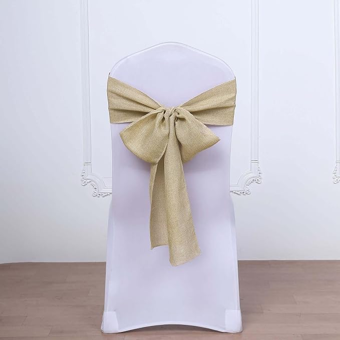 Efavormart 5 Pack | Natural Jute Faux Burlap Chair Sashes, Boho Chic Linen Decor - 6"x108" - Image 3