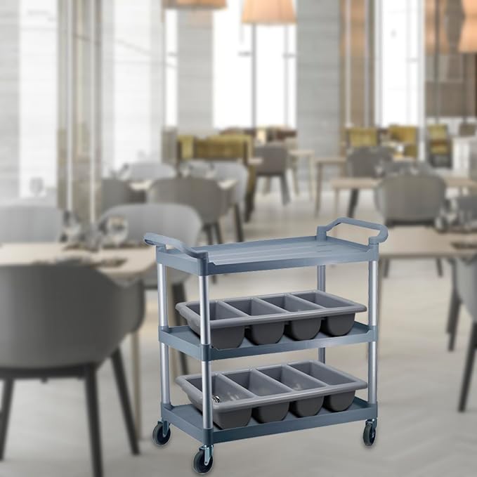 Begale 4-Pack Commercial Cutlery Bin, 4-Compartment Cutlery Bin, Gray - Image 6