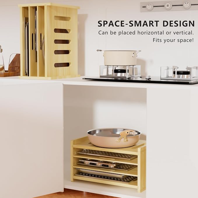 4 Tier Wooden Tray Dividers for Cabinets - Image 6