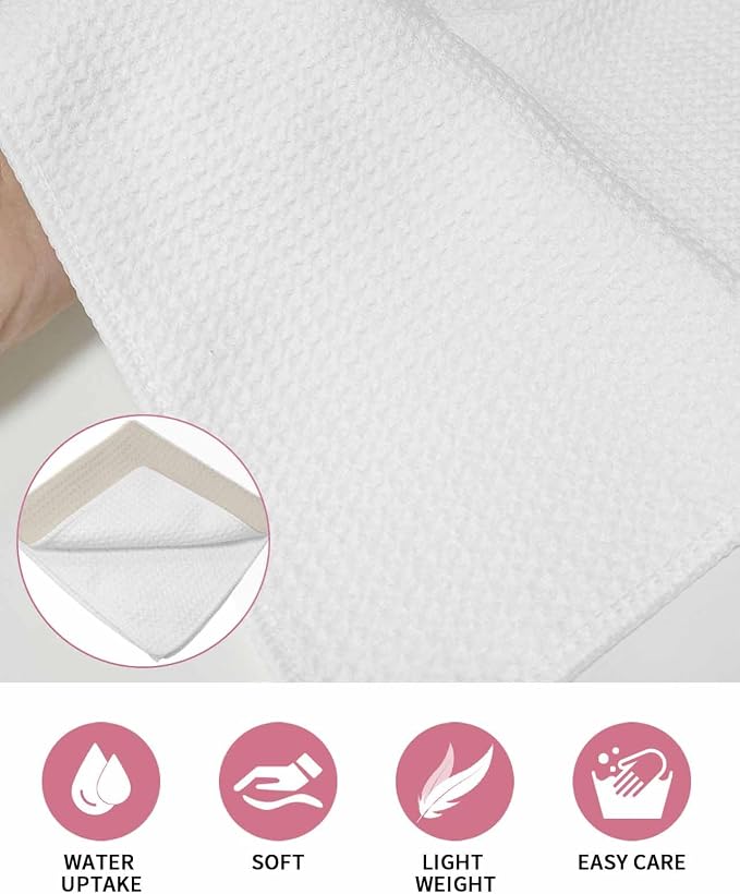 Ivory White Dish Towels Set,Waffle Weave Kitchen Towels Microfiber Towels Cleaning, Solid Color Pure Contemporary Minimalist Aesthetics Decor Soft Absorbent Dish Drying Towels Hand Towels 4-Pc 12x12In - Image 5
