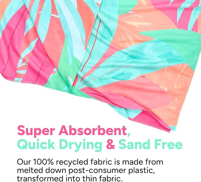Dock & Bay Beach Towel - Quick Dry, Sand Free - Compact, Lightweight - 100% Recycled - Includes Bag - Hot Tropics - Large (160x90cm, 63x35) - Image 3
