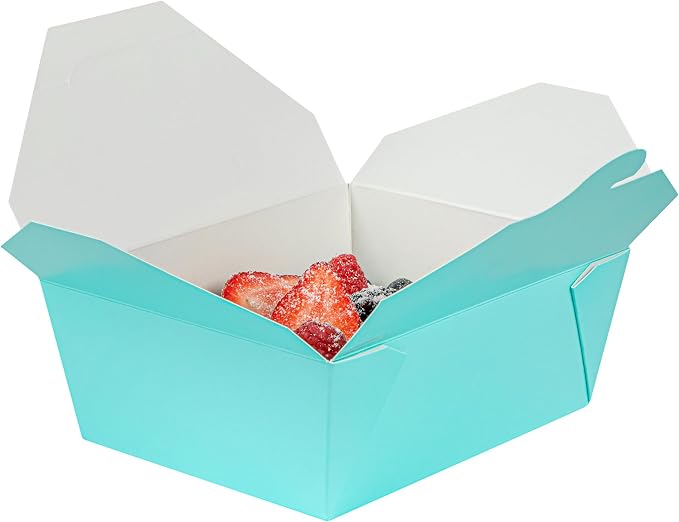 Restaurantware Paper Food Box 50 Count 45 Oz Leakproof Paper Lunch Box Greaseproof Food Container Tab-Lock Design 6.73 x 5.5 x 2.6 Inches Turquoise - Image 13