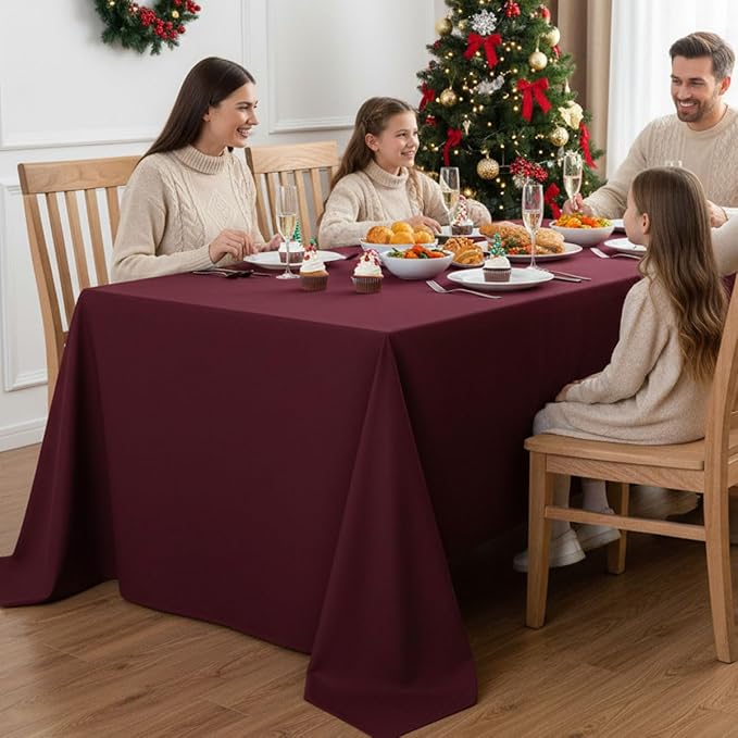 Fitable 6 Pack Burgundy Tablecloths 90x156 Inch for 8 Foot Rectangle Tables - Image 2