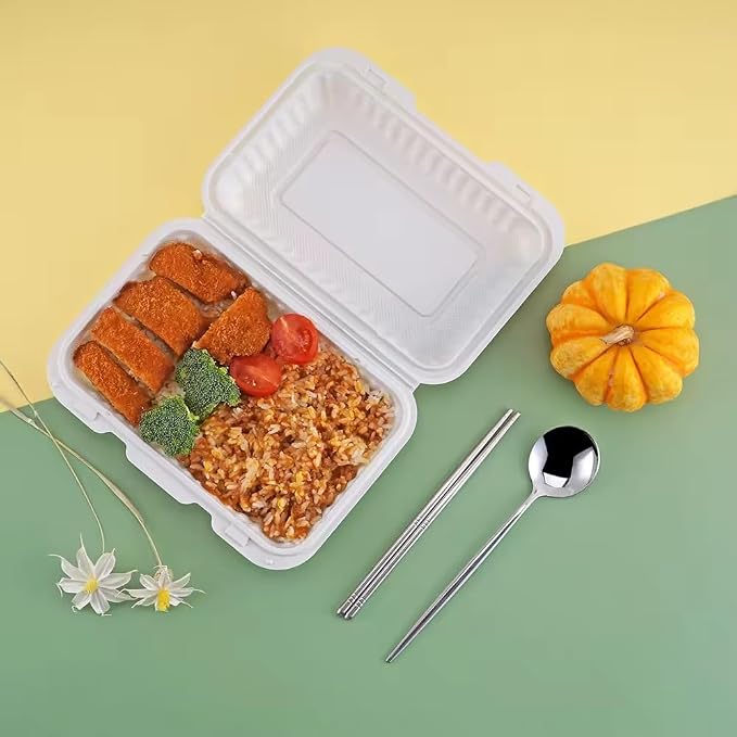 7"×7" 1-Compartment - 150 Pack Plastic Clamshell Take Out Food Containers Heavy-Duty Togo Disposable Lunch Box With Secure Snap Hinged Lid Meal Prep for Parties Restaurants - Image 5