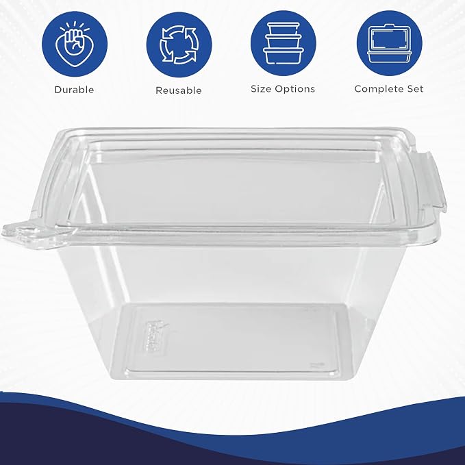 Tamper-Resistant Clear Hinged Containers with Flat Lid – Disposable Plastic Clamshell Takeout Boxes for Food, Salad, Dessert, Sandwich, Leak-Proof & Stackable – BPA-Free (200, Clear, 16 oz) - Image 3