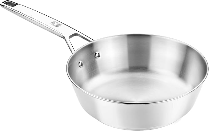 BRA COOKWARE Signature Stainless Steel Deep Fry Pan | 9.5 In High Skillet by BRACookware