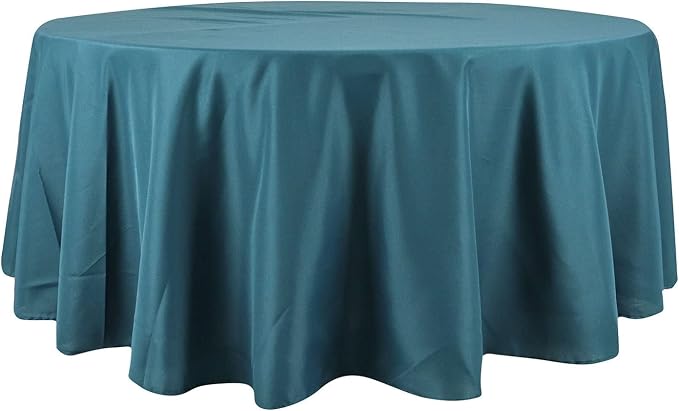 BalsaCircle 6 pcs 108 inch Peacock Teal Round Polyester Tablecloths Fabric Table Cover Linens for Wedding Party Banquet Reception Events Kitchen Dining by BalsaCircle