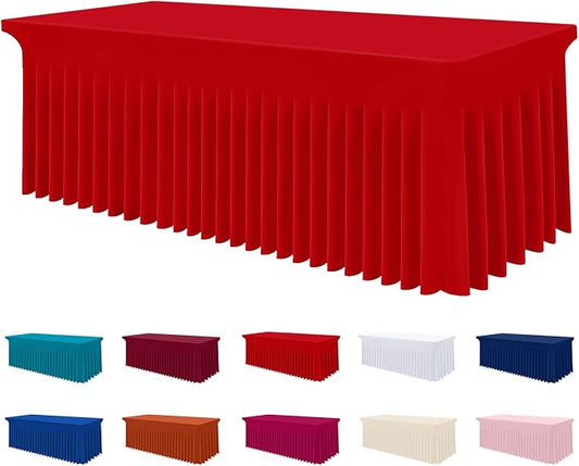 Smiry Spandex Elastic Fitted Table Cloth Skirt for 6FT Rectangle Table by Smiry