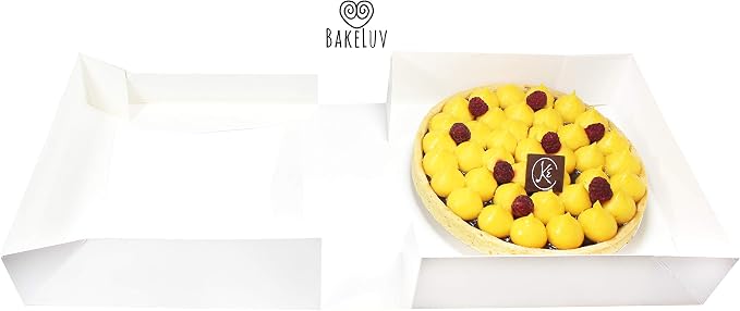 BAKELUV 8x8x2.5” White Bakery Boxes With Window | 100 Pack | Pastry Boxes with Window, Boxes for Strawberries, Dessert Boxes, Bakery Take Out Containers, 8x8 Bakery Boxes 8x8 Pastry Boxes - Image 5