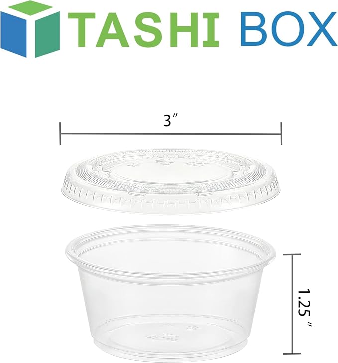 TashiBox [3.25 oz. - 200 Sets Portion Cups with Lids - Souffle & Jello Shot Cups, Clear Plastic Containers, Meal Prep, Salad Dressing & Medicine - Image 3