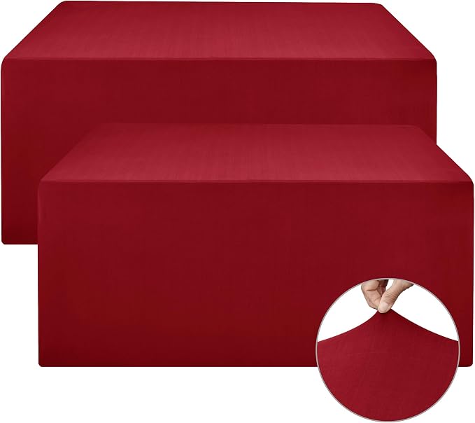 Rectangle Spandex Fitted Tablecloths For Vendor Booths 2 Pcs 96X30 Inch Red by Nasitoshomedecor