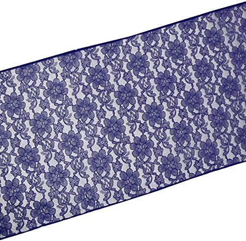 Zen Creative Designs 10 Pack Floral Lace Table Runner Sheer Lace Event Party Wedding Table Decor (12" by 90", Navy) - Image 2